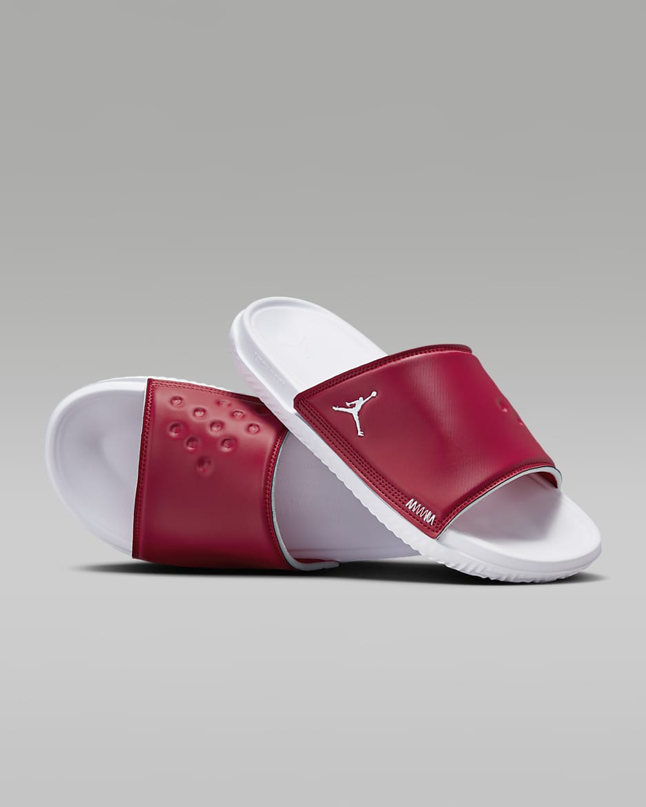 Red and white jordan slides outlet